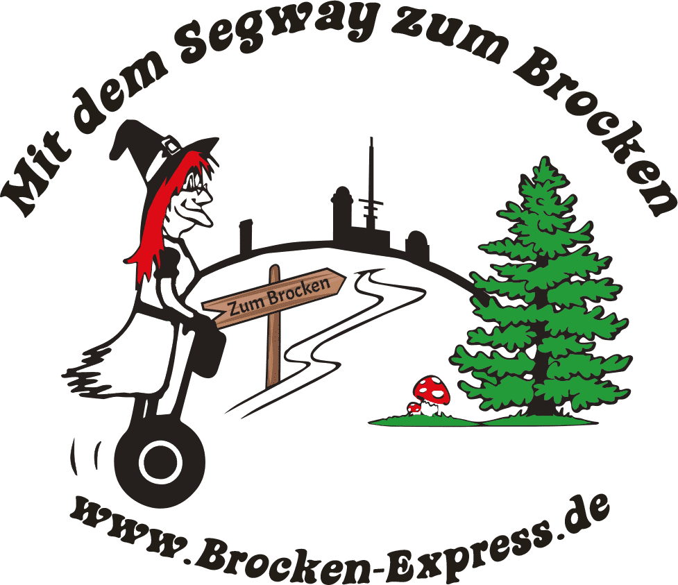 Hexe auf Segway fährt zum Brocken