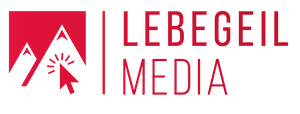 Lebegeil Media Logo mit rotem Hintergrund